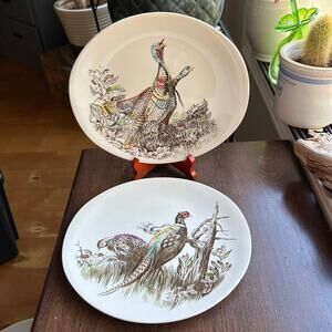 Johnson Brothers Cream Dinner Plates with Multicolor Pheasant Motif
